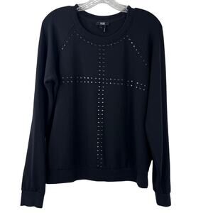PAIGE Women's Black Goth Crew Neck Sweatshirt Studded Grunge Casual Top Size L